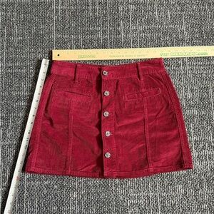 American Eagle Outfitters Burgundy Corduroy High-Rise A-line Skirt Size 8 Std